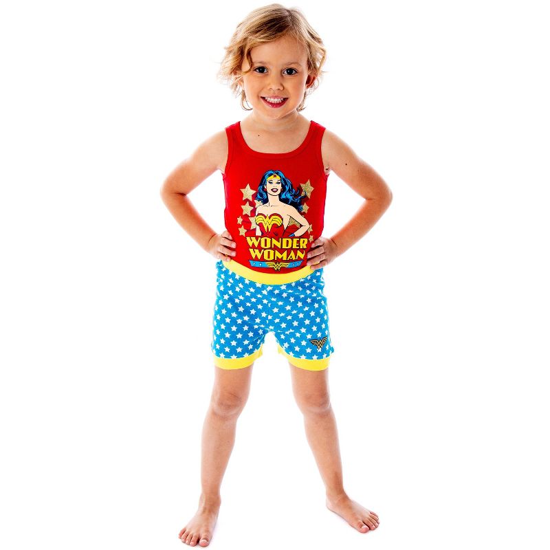 DC Comics Girls Wonder Woman Pajamas Tank Top And Shorts Pajama Set WW Logo, 5 of 6