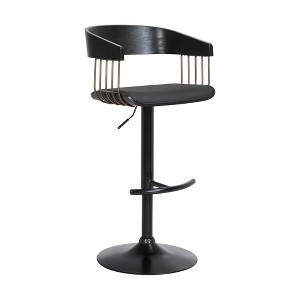 HomeRoots Black Faux Leather And Metal Swivel Adjustable Height Bar Chair - 1 of 4