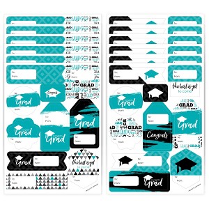 Big Dot of Happiness Teal Grad Best is Yet to Come Assorted Turquoise Graduation Party Gift Tag Labels To and From Stickers 12 Sheets 120 Stickers - 1 of 4
