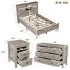 Full Size Bedroom Set with Farmhouse Platform Bed, Sliding Barn Door Headboard, USB Charging, Nightstand and 6-Drawer Dresser-Maison Boucle - 3 of 4