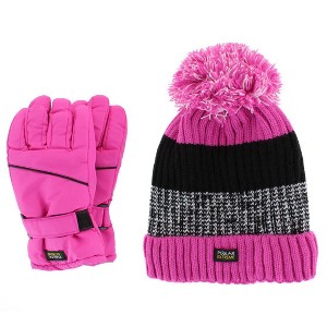 Polar Extreme Girl's Lined Beanie and Ski Glove Winter 2 Piece Set - 1 of 4