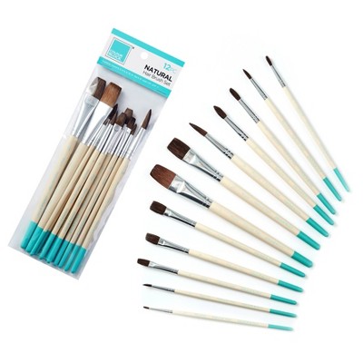 Colour Block Natural Hair Paint Brush Set - 12 pack