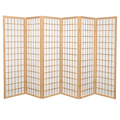 5 ft. Tall Window Pane Shoji Screen - Natural (6 Panels)