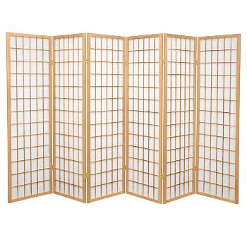 5 ft. Tall Window Pane Shoji Screen - Natural (6 Panels)