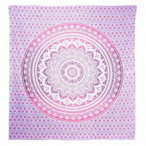 HomeRoots 92" X 84" Pink And White Mandala Cotton Hanging Tapestry - 1 of 4