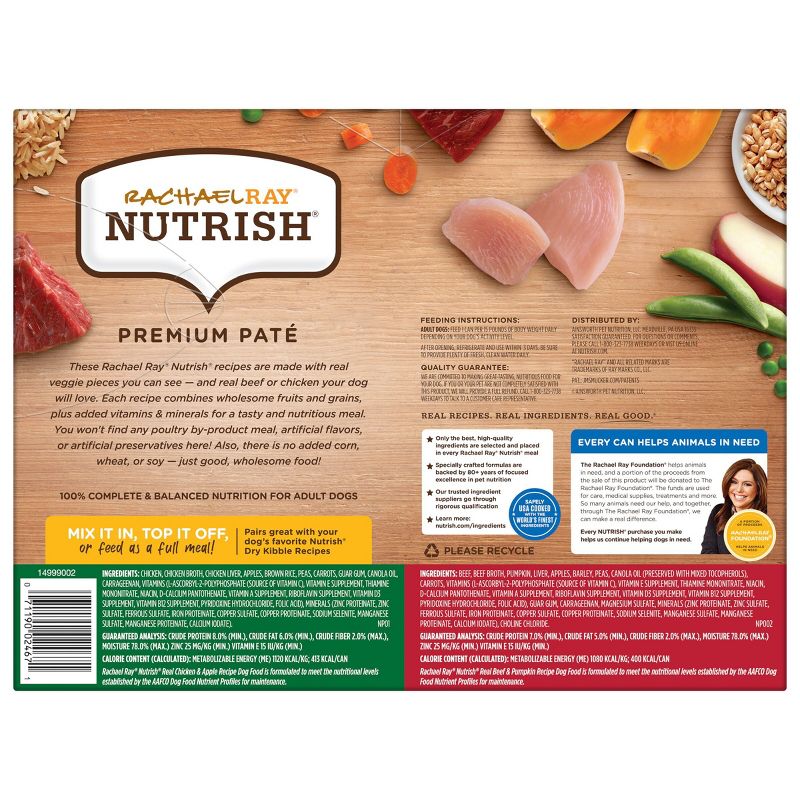 Rachael Ray Nutrish Premium Pate Chicken, Pumpkin, Apple &#38; Beef Variety Pack Wet Dog Food - 13oz/12ct, 3 of 7