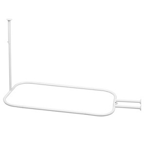 Hoop-Shaped Shower Curtain Rod for Clawfoot and Freestanding Tubs White - Zenna Home: Rustproof Aluminum, 58.25" L x 24" W - 1 of 4