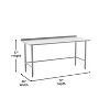 Flash Furniture Reese Commercial Grade 430 Stainless Steel 18 Gauge NSF Certified Open Base Kitchen Prep and Work Table with 1.5" Backsplash - 4 of 4