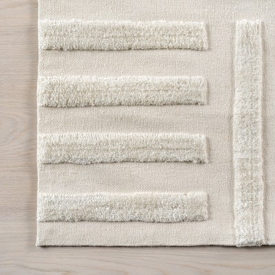 Handmade Ivory Wool Blend Tufted Rectangular Rug 8' x 10'