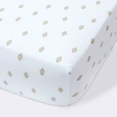 Image of Fitted Crib Sheet Diamonds - Cloud Island™ White/Beige