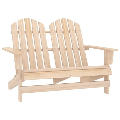 vidaXL Comfortable 2-Seater Patio Adirondack Chair with Detachable Ottomans in Solid Fir Wood - Yellow