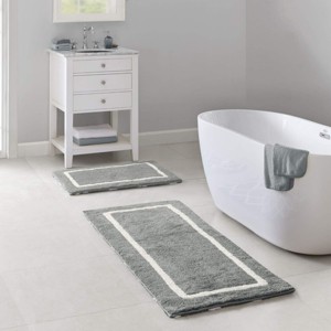 FONTOI Bittman Reversible Bathroom Rugs High Pile Luxrurious Tufted Plush Bath Mat Absorbent Indoor Shower Geometric Design Mat Indoor Room Décor - 1 of 4