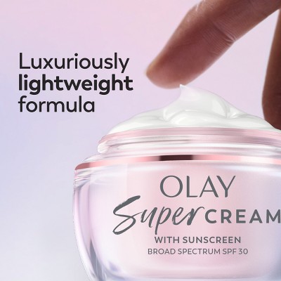 Olay Super Cream Ultra Lightweight Facial Moisturizer Sunscreen - SPF 30 - 0.5oz: For Sensitive Skin, With Niacinamide, With Vitamin E