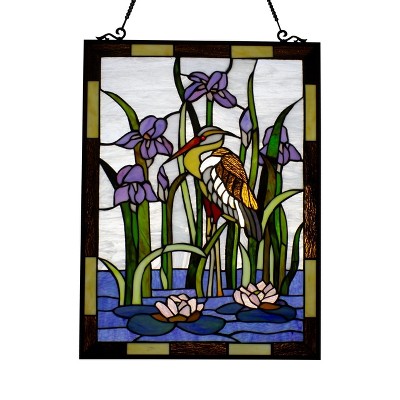 Chloe Lighting Crane Tiffany-Style Animal Window Panel 24" Height