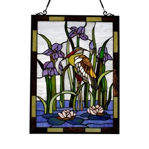 Chloe Lighting Crane Tiffany-Style Animal Window Panel 24" Height - 1 of 2