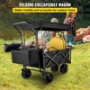 VEVOR Extra Large Collapsible Garden Cart with Removable Canopy, Folding Wagon Utility Carts with Wheels and Rear Storage, Wagon Cart, Black - 3 of 4