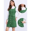 Allegra K Women's Tweed Sleeveless Square Neck Button Up A-Line Pinafore Overall Dress - 2 of 4