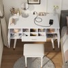 Gulches Elegant Vanity Makeup Table & Chair Set, Modern Dressing Table with Organizer, Writing Desk, Charging Port, White - 3 of 4