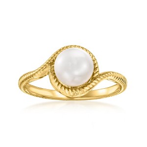 Ross-Simons 7-7.5mm Cultured Pearl Roped Ring in 18kt Gold Over Sterling Size 5 - 1 of 4