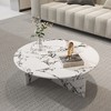 3.5" Marble Round Coffee Tables For Living Room, Center Table For Waiting Area, Space-Saving Coffee Table For Living Room - 2 of 4