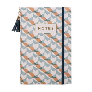 College Ruled Printed Journal Blue/White - Threshold™: Hard Cover, 240 Pages, Elastic Closure, Pocket, 5.75x8.5" - 1 of 3