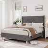 Bed Frame, Corduroy Upholstered Queen Bed Frame with Wingback Headboard, No Box Spring Needed, Solid Wooden Slats, Noise Free - 3 of 4