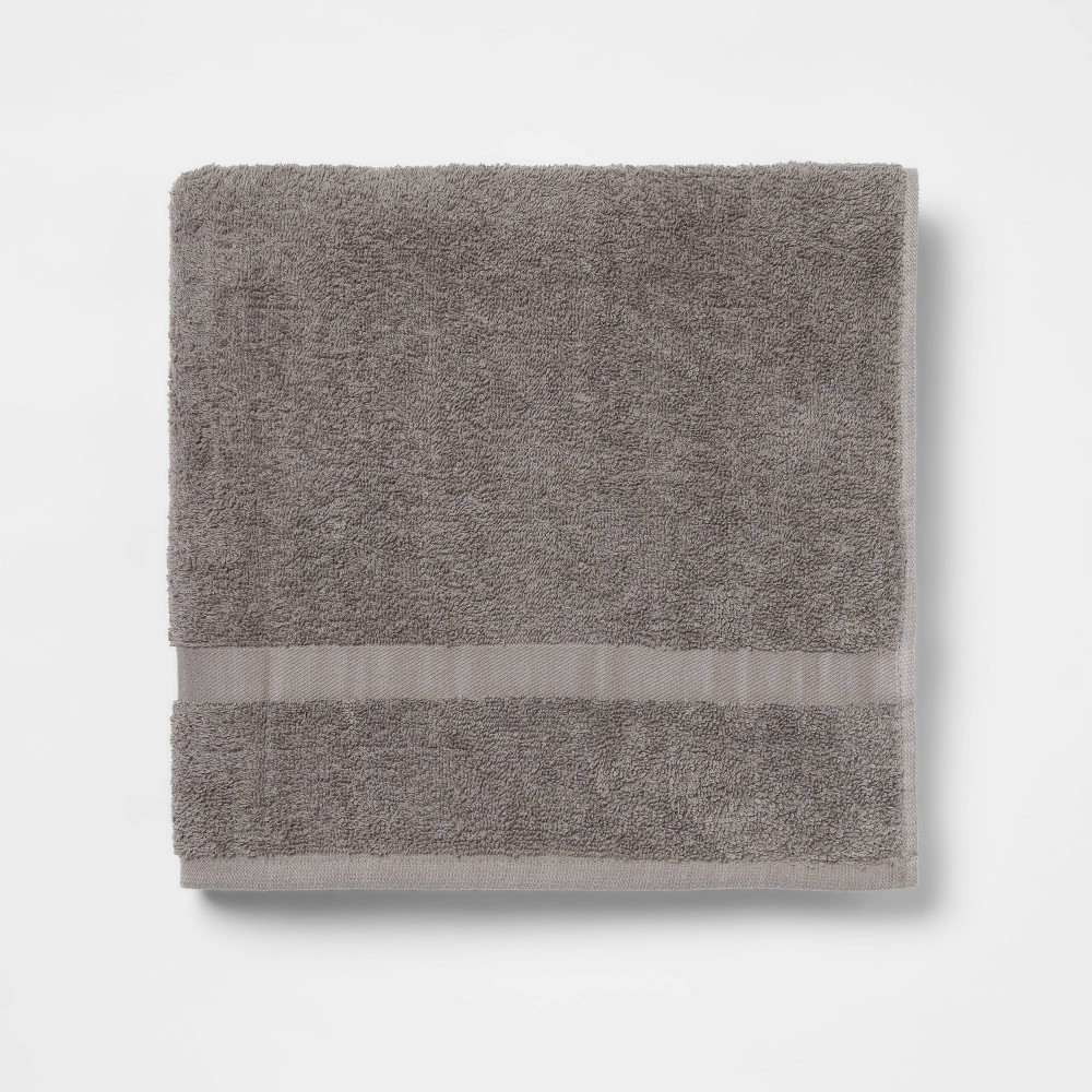 Photos - Towel Bath  Dark Gray - Room Essentials™: Lightweight Cotton Blend, Machine Washable, Terry Construction