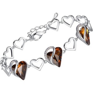 Adjustable Infinity Heart Bracelet with Birthstone - Silver Tone Link Chain Gift for Her - 1 of 4