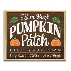 Stupell Industries Farm Fresh Pumpkin Patch Sign Black Framed Floater Canvas Wall Art - 1 of 4