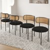 GlasFlength Dining Sets Set of 4, Modern Dining Chairs with Natural Rattan Backrest, Accent Kitchen Chairs with Metal Legs, Black, 20.5"*20.5"*29.9 - 4 of 4
