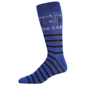Memoi Men's Meet Me at the Bar Bamboo Blend Novelty Crew Sock Royal Blue 10-13 - 1 of 4