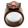 Slickblue Women’s Coffee Light Stainless Steel Ring with Rose Synthetic Crystal, Square Design, Sizes 5-10 - 3 of 4