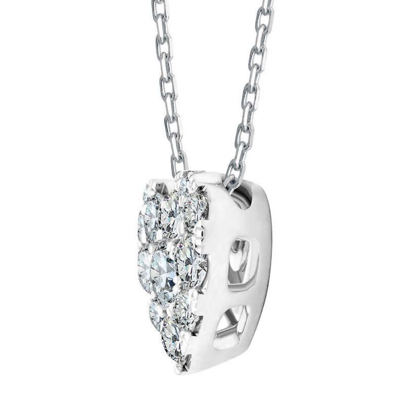 Pompeii3 3/4Ct Diamond Heart Pendant 14k White Gold 18" Necklace, 3 of 6