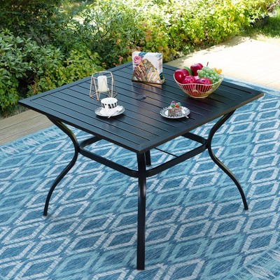 Captiva Designs 1pc Outdoor Patio Dining Steel Table with Umbrella Hole