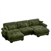 Aukfa Green Velvet Large  Sofa with Bolster Armrests, Waist & Throw Pillows – Modern Couch for Living Room, Bedroom or Office - 3 of 4