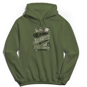 Rerun Island Men's Christmas Old Fashioned Sligh Long Sleeve Graphic Cotton Hoodie - 1 of 1