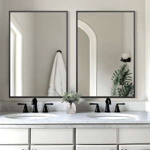 Lirago 36" Modern Black Framed Bathroom Mirror Sleek Rectangular Vanity Mirror with Easy Installation for Bathroom Bedroom or Entryway Set of 2 - 1 of 4