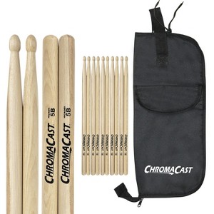 ChromaCast 5B USA Hickory Drumsticks, 6 Pairs with Drumstick Bag - 1 of 4
