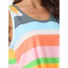 cheibear Women's Rainbow Stripe Tank Tops with Shorts Pajama Sets with Pockets - image 4 of 4