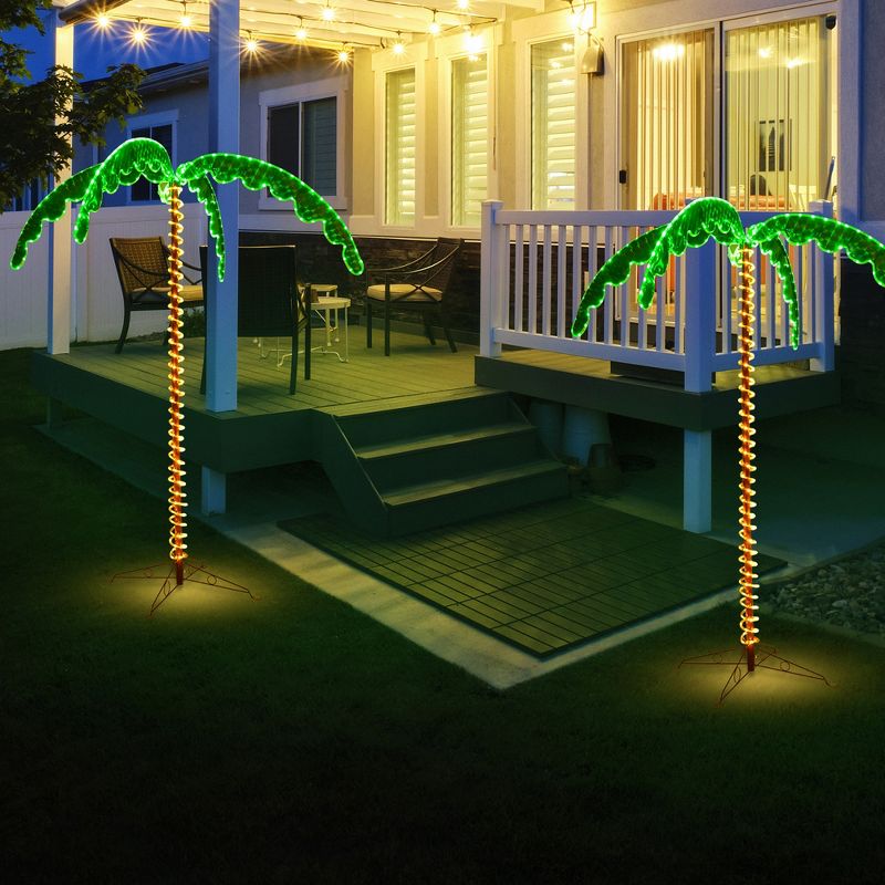Costway 7ft Pre-lit LED Rope Light Palm Tree Hawaii-Style Holiday Decor w/ 306 LED Lights, 5 of 11