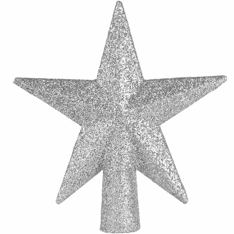 Ornativity Glitter Star Tree Topper - Christmas Silver Decorative Holiday Bethlehem Star Ornament, 1 of 6