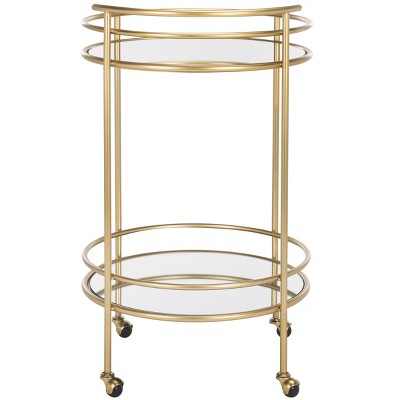 Ida Gold and Mirror Round 2-Tier Bar Cart