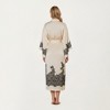 Anna-Kaci Lounge Women's Long Satin Floral Print Robe with Waist Tie and Wide Sleeves - 3 of 4
