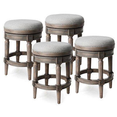 Maven Lane Pullman Backless Upholstered Kitchen Stool with Fabric Cushion Seat, Set of 4