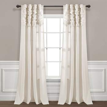 84"x52" Ruched Waterfall Linen Window Curtain Panel - Lush Décor