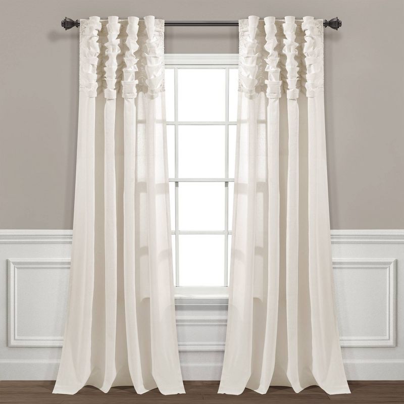 84"x52" Ruched Waterfall Linen Window Curtain Panel - Lush Décor, 1 of 12