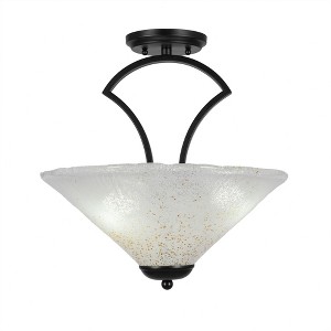 Toltec Lighting Zilo 3 - Light Flush Mount in  Matte Black with 16" Gold Ice Shade - 1 of 1