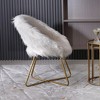 Faux Fur Upholstered Barrel Accent Chair with Cushioned Seat and Back, Gold-Tone Metal Base and Plastic Floor Protectors - 3 of 4