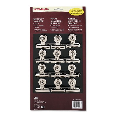 X-Acto Bulldog Magnetic Clips Steel 2-1/4"w Nickel-Plated 12/Box 2027