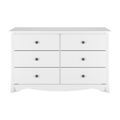 Compact Monterey 6-Drawer Nursery Dresser in White with Deep Storage